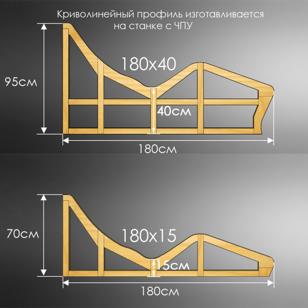 Лежак для бани, сауны, дачи (каркас) 180см